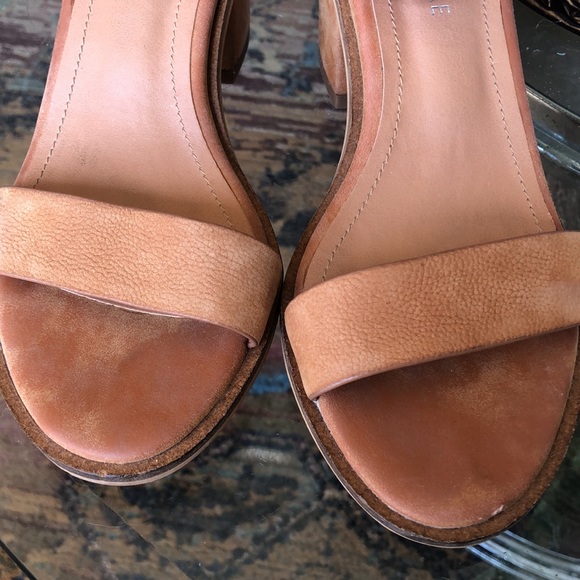 Alias Mae Tan Leather Block Heel Open Toe Heels 7 - Picture 13 of 16